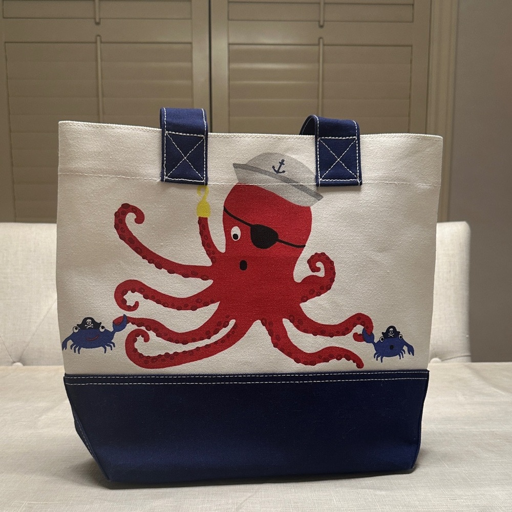 Pottery Barn kids Nautical Octopus Canvas Tote Bag